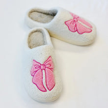 Load image into Gallery viewer, Pink Lounge Bow Cozy Slippers