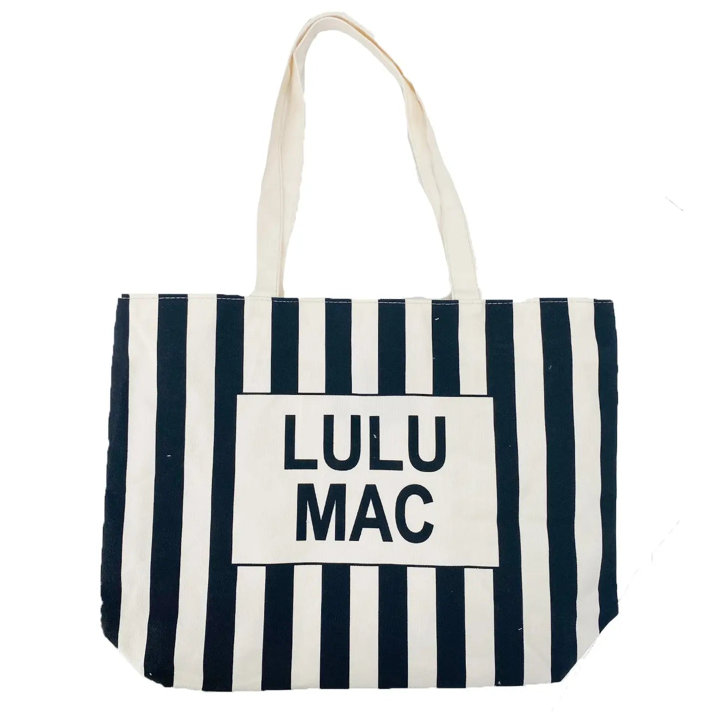 Lulu Mac Canvas Tote in Black/White Stripe