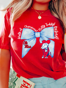 Ole Miss Coquette Powder Blue Bow Graphic Tee