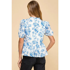 Choose To Love Me Floral Printed Bubble Sleeve Top