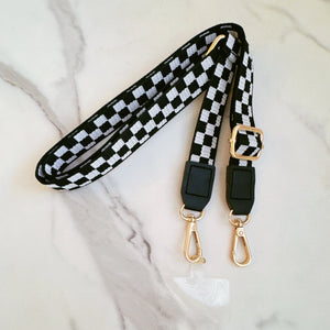 Just Want You To Know Checkered Phone Lanyard in Black