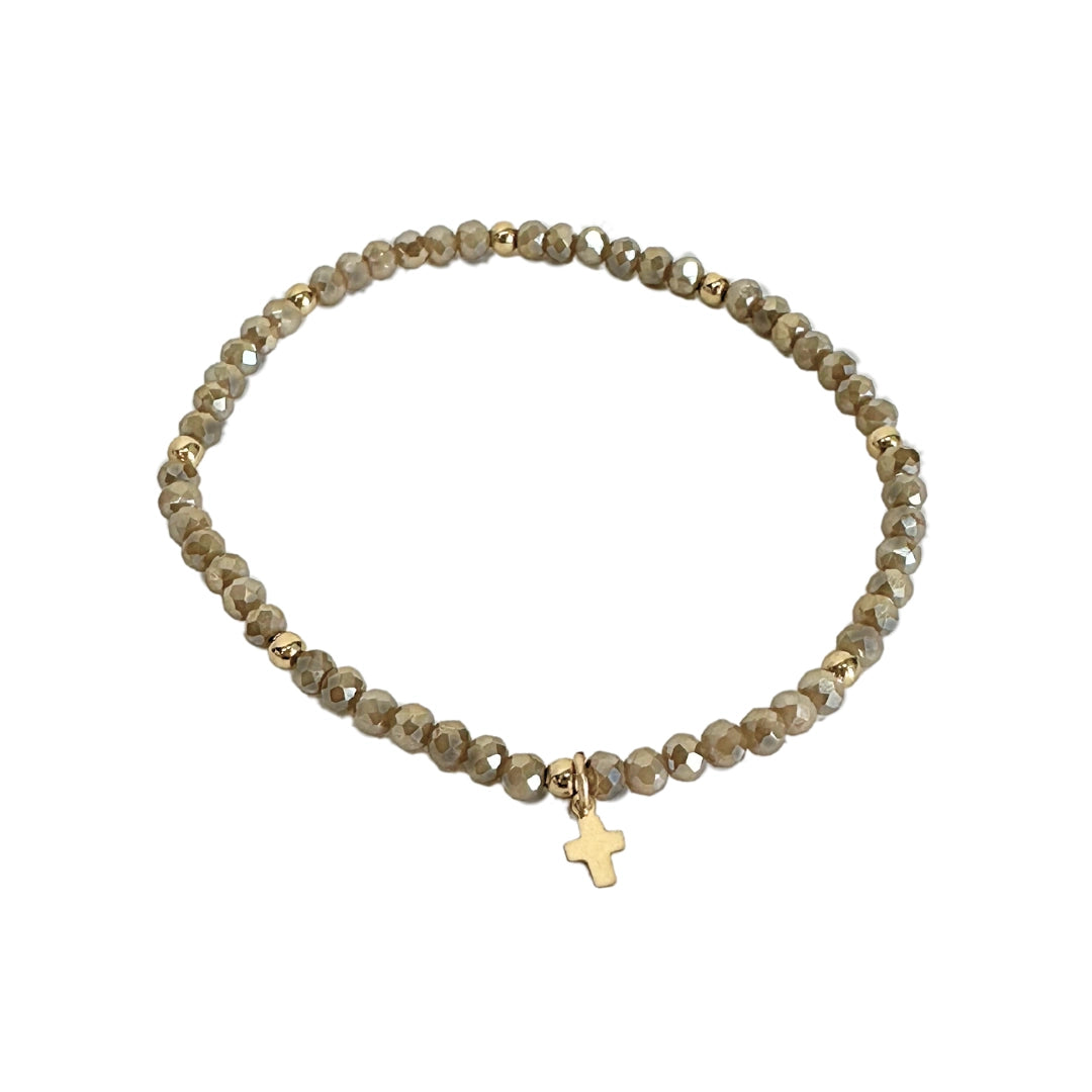 Erin Gray Gold Luxe Cross Bracelet in Champagne