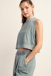 Do What I Can Mineral Washed Crop Top Olive