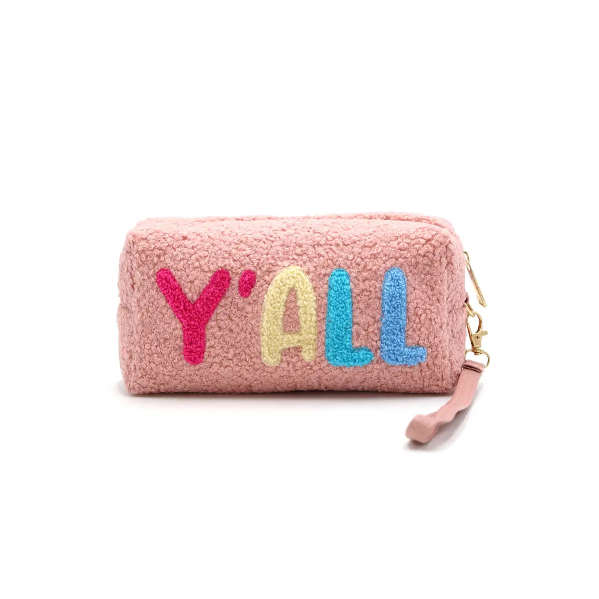 Faux Fur Y'all Wristlet Bag Blush