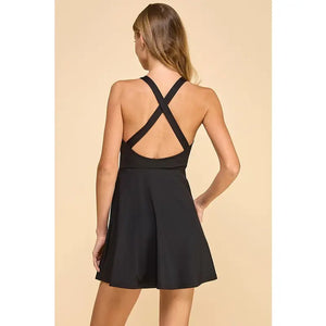 Care Free Halter Neck Crisscross Athletic Dress