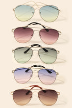 Load image into Gallery viewer, Oversized Double Bridge Fashion Aviator Sunglasses Pink/Blue