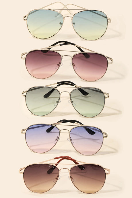 Oversized Double Bridge Fashion Aviator Sunglasses Pink/Blue