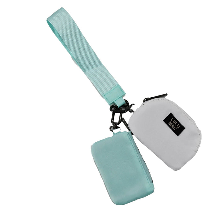 Lulu Mac Double Pouch Wristlet in Mint/White