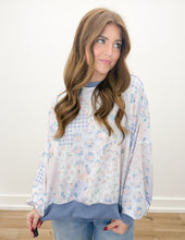 Load image into Gallery viewer, All The Good Times LS Patchwork Top in Lt Blue/Denim