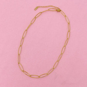 Charming Gold Paper Clip Chain Necklace