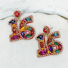 Load image into Gallery viewer, 16 Birthday Celebration Rhinestone Drop Earrings