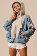 Load image into Gallery viewer, Could&#39;ve Been Her Denim and Fleece Zip Up Hoodie in Oatmeal