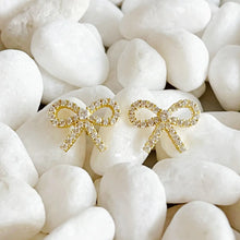 Load image into Gallery viewer, Shine Mini Bow Gold Earrings