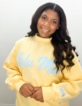 Load image into Gallery viewer, Lulu Mac Script Sweatshirt in Butter/Lt Blue