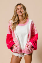 Load image into Gallery viewer, You&#39;re Misunderstood Terry Stripe Pullover in Pink