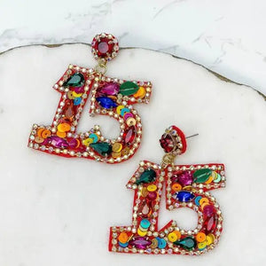 15 Birthday Celebration Rhinestone Drop Earrings