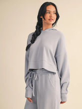 Load image into Gallery viewer, Lost My Mind Scuba Oversized Crop Hoodie in Blue