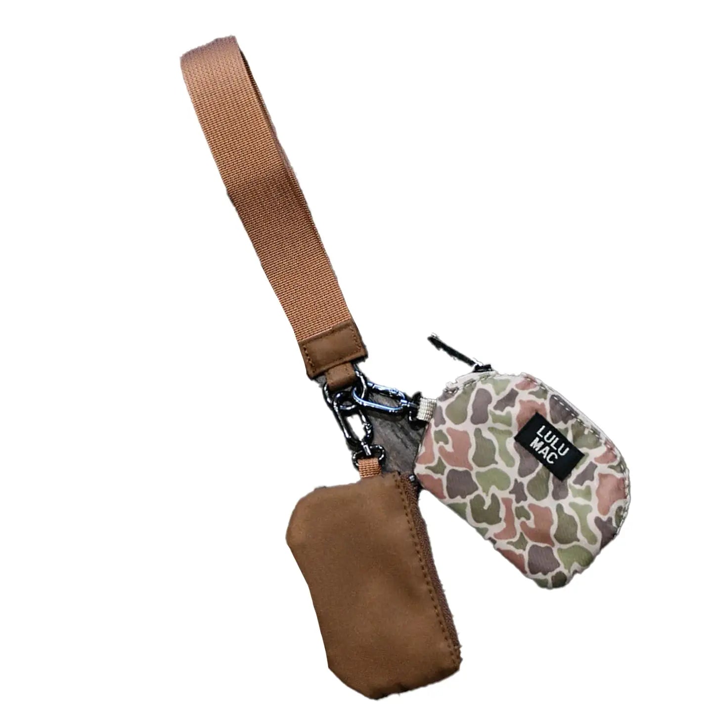 Lulu Mac Double Pouch Wristlet in Camo/Brown