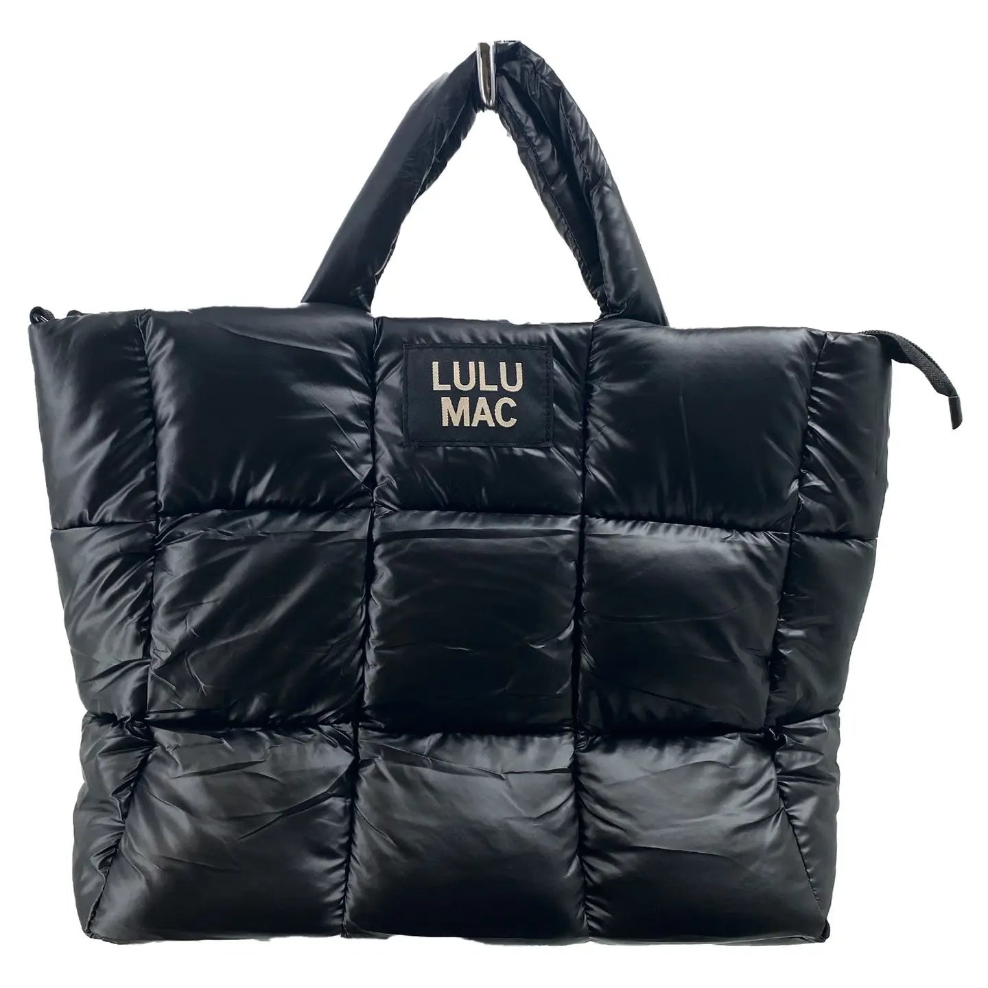 Lulu Mac Large Puffer Metallic Handbag in Matte Black