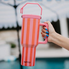 Load image into Gallery viewer, Striped Cabana 38oz Jug Tumbler in Pink/Orange