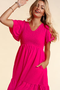 Adventure of a Lifetime Smocked Dress Hot Pink