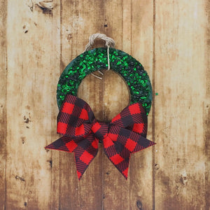 Buffalo Plaid Wreath Car Freshie Cowboy Christmas