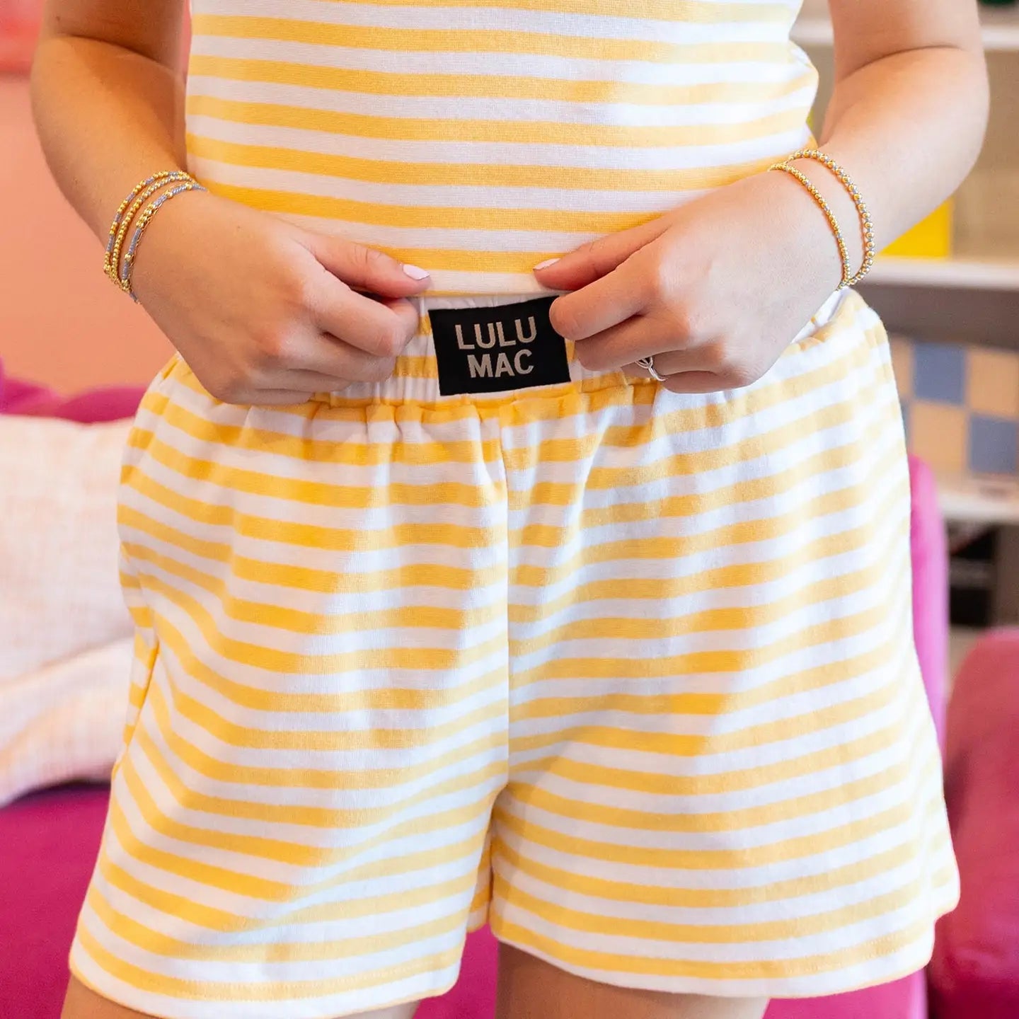 Lulu Mac Stripe Shorts in Yellow