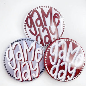 Polka Dots White Game Day Button