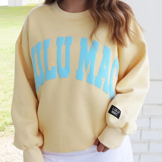 Lulu Mac Logo Sweatshirt in Butter/Light Blue