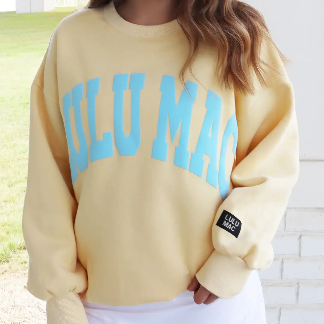 Lulu Mac Logo Sweatshirt in Butter/Light Blue