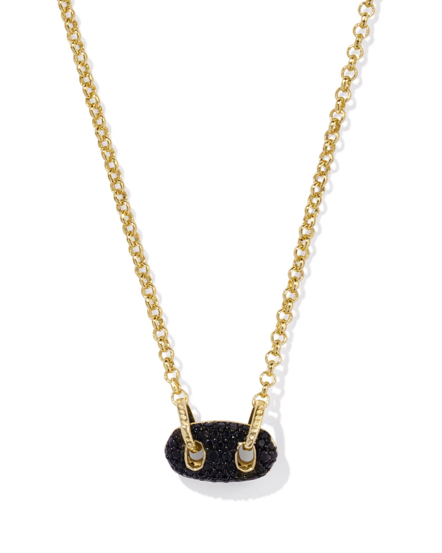 Kendra Scott Bailey Pave Pendent Necklace in Gold Black Crystal