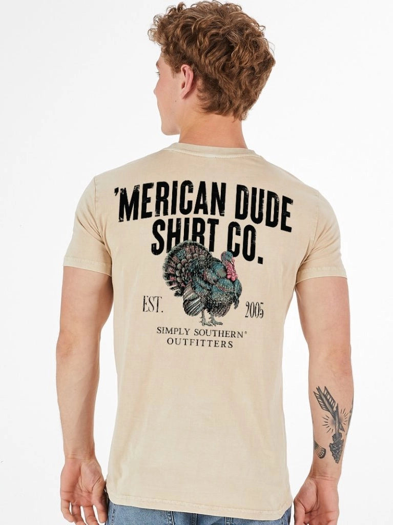 Simply Southern Men's 'Merican Dude With Turkey SS Tee