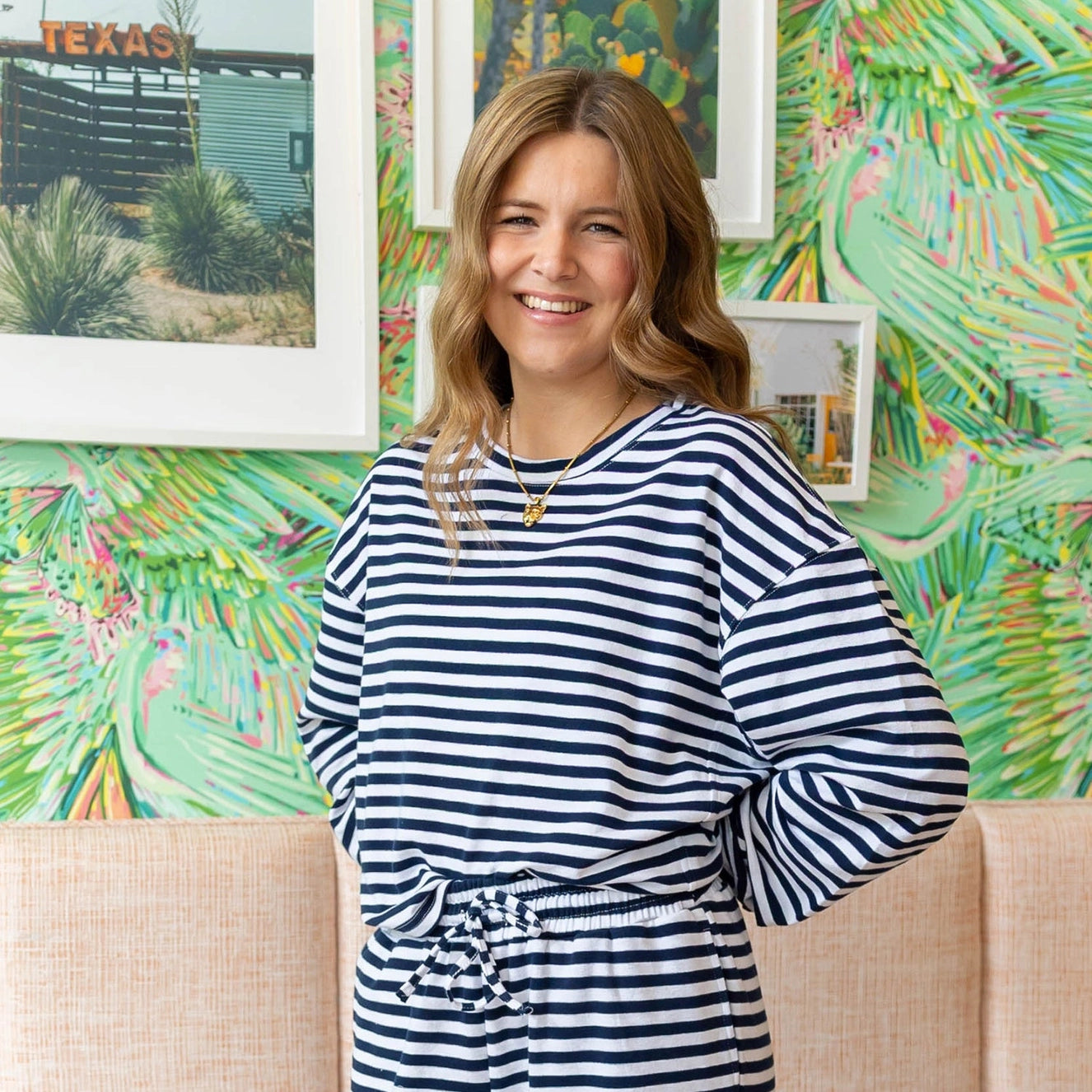 Lulu Mac Stripe LS Top in Navy