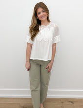 Load image into Gallery viewer, Want It All Linen Lace SS Blouse Top