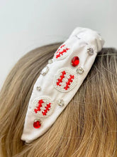 Load image into Gallery viewer, Beaded Baseball Embellished Headband White