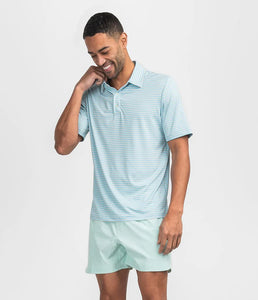 Southern Shirt Co. Men's Bluffton Stripe Polo in Aqua Splash