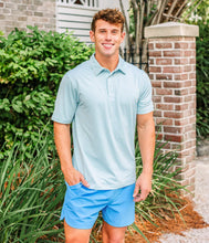 Load image into Gallery viewer, Southern Shirt Co. Men&#39;s Bluffton Stripe Polo in Aqua Splash