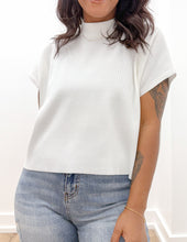 Load image into Gallery viewer, The Way I Feel Mock Neck SS Boxy Sweater Top in Ivory