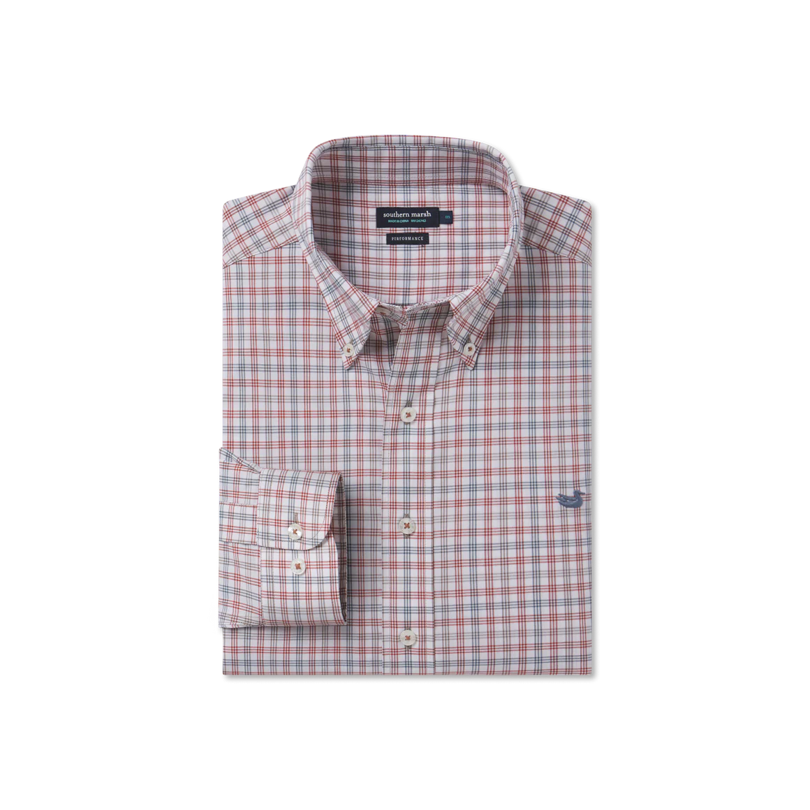 Southern Marsh Odessa Performance Dress Shirt Burnt Orange & Burnt Taupe