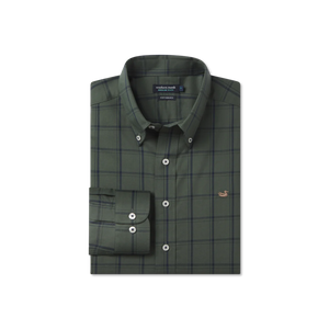 Southern Marsh Palmer Performance Dress Shirt Dark Olive & Navy