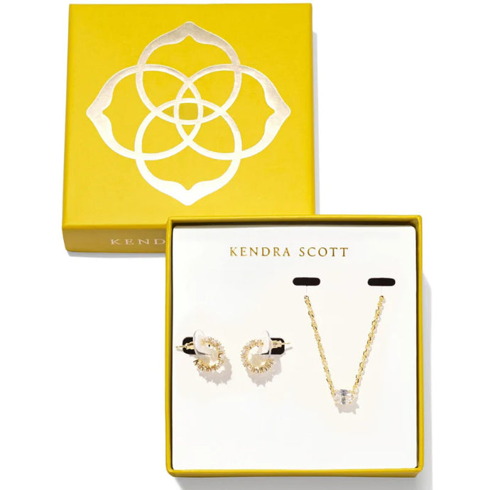 Kendra Scott Gold Cailin Gift Set in White Crystal