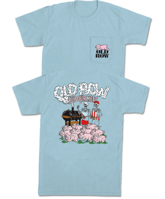 Old Row Rub Our Meat 2.0 SS Pocket Tee in Chambray
