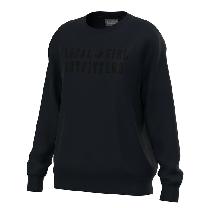 Local Girl Moon Cotton Crewneck in Black