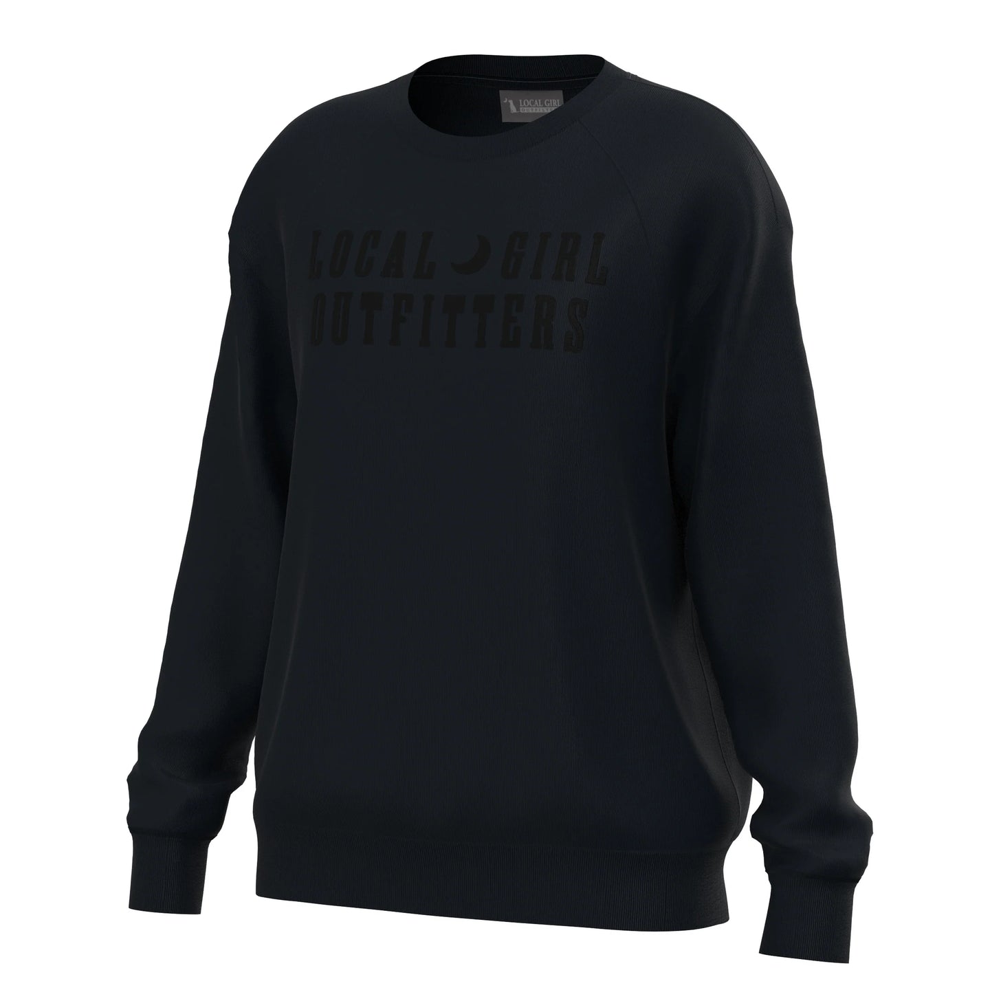 Local Girl Moon Cotton Crewneck in Black