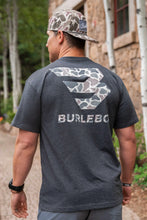 Load image into Gallery viewer, Burlebo Classic Deer Camo Signature Logo SS Tee Heather Black