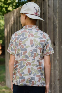 Burlebo Driftwood Camo Youth Performance Polo