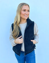 Load image into Gallery viewer, Our Best Bet Padded Corduroy Puffer Vest in Black