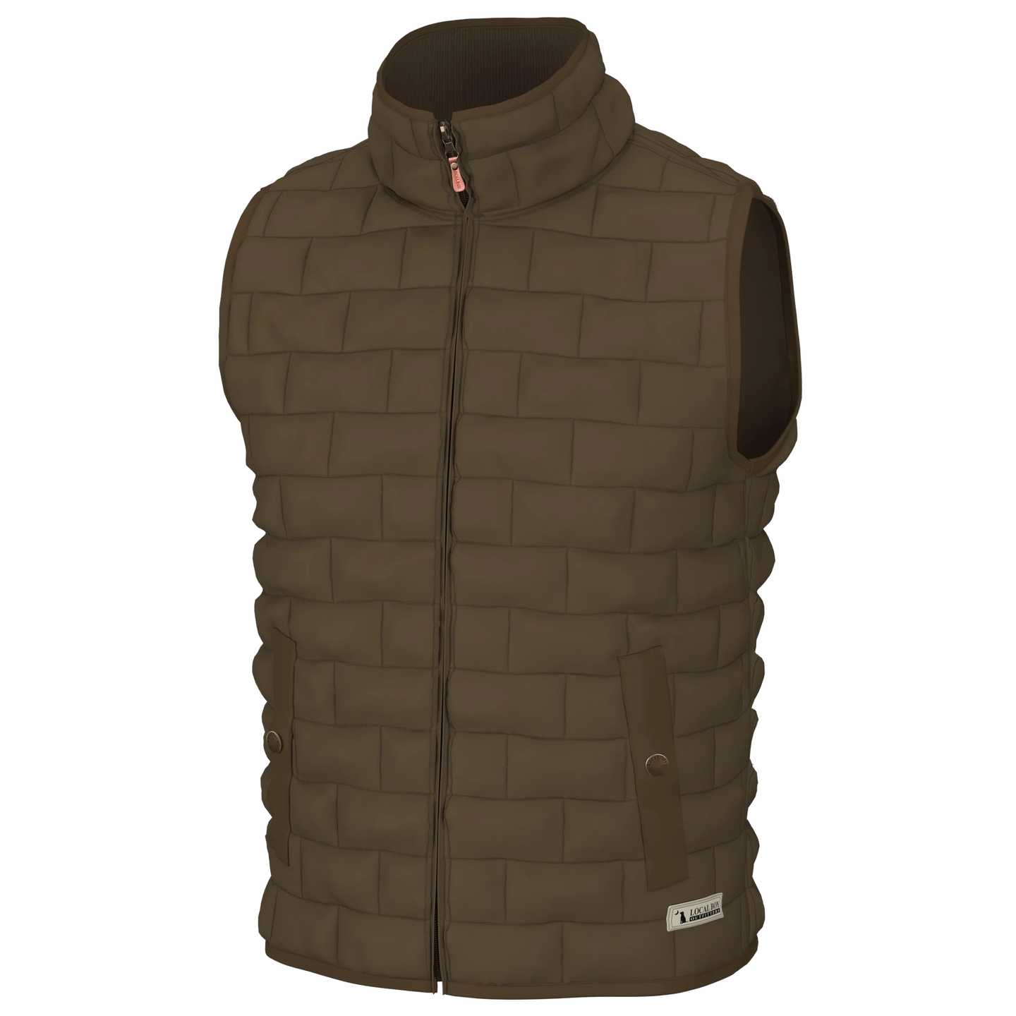 Local Boy Brick Quilted Vest in in Mocha