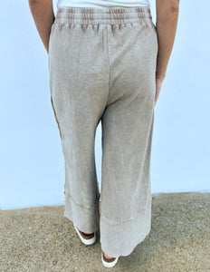 Cute & Comfy Terry Knit Palazzo Pants in Mushroom