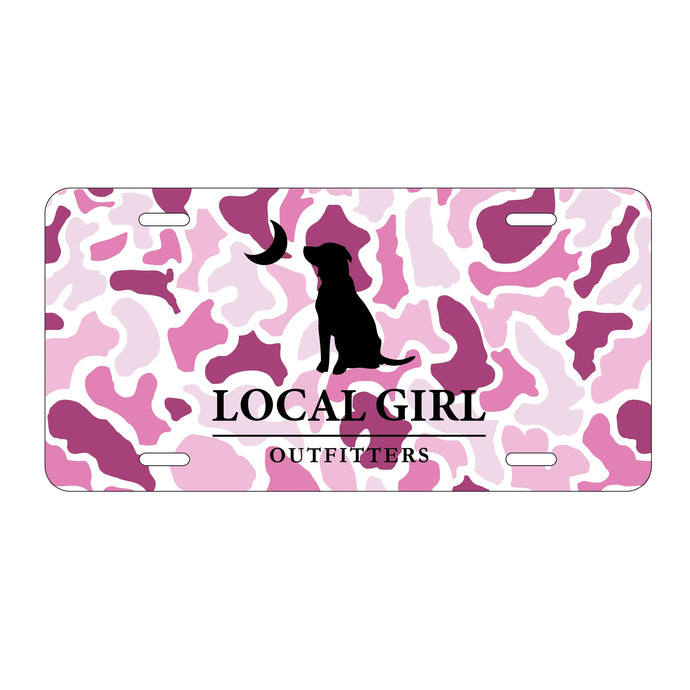 Local Girl License Plate in Pink Localflage Dog & Moon
